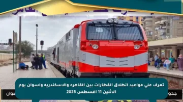 تعرف على مواعيد انطلاق القطارات بين القاهرة والإسكندرية وأسوان يوم الاثنين 11 أغسطس 2025